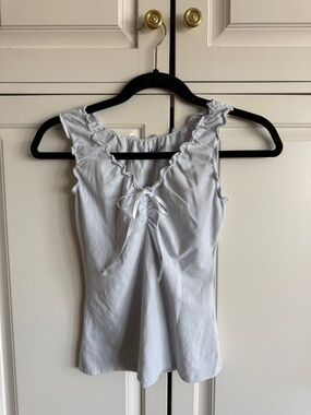 John Galt Light Gray Ruffle Tie-Front Tank Top